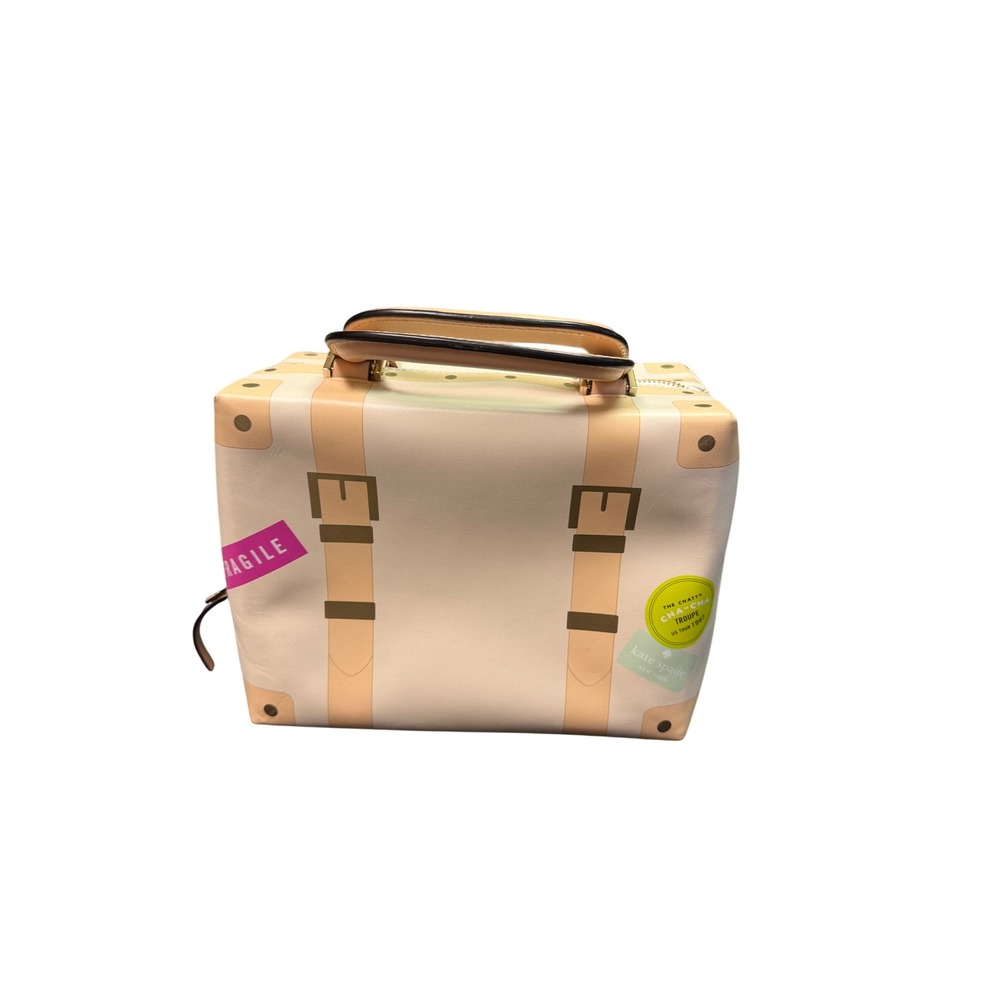 RARE Kate Spade Sand Hill Travel Trunk Satchel Cream Tan Bon Voyage